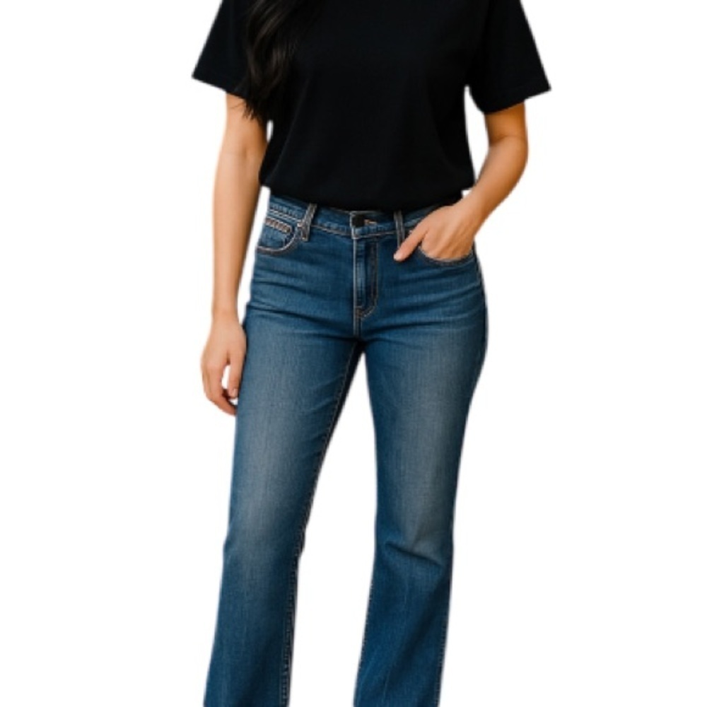LEVIS 512 Perfectly Slimming Button Flap Bootcut Jeans Blue Light-wash Size 8